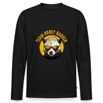 Team Honigdachs - Männer Premium Bio Langarmshirt - Schwarz - Vorne - Nico (187cm)