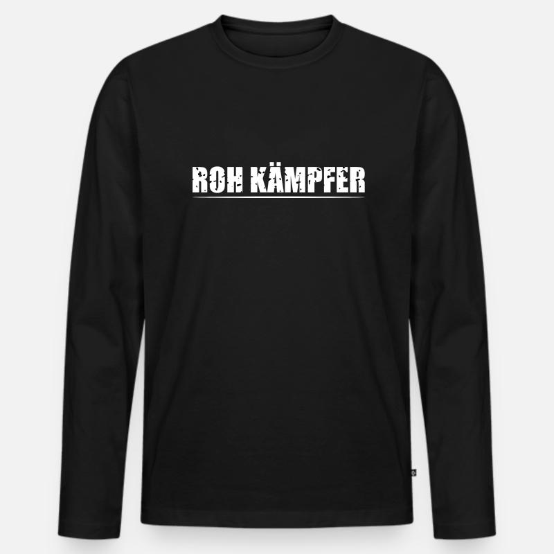 Roh Kämpfer - Männer Premium Bio Langarmshirt - Schwarz