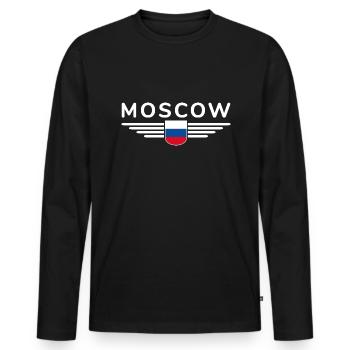 T-Shirt Moscou – Métropole de l’Elégance - T-shirt manches longues Premium bio Homme - noir - Devant - Nico (187cm)