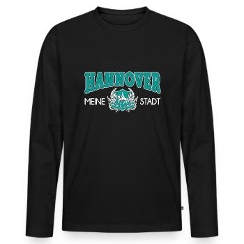 Hannover - Meine Stadt Niedersachsen Ernst August - Männer Premium Bio Langarmshirt - Schwarz - Vorne - Nico (187cm)
