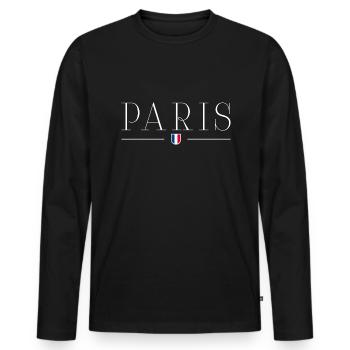 Ich liebe Paris T-Shirt - Stadt der Liebe - Männer Premium Bio Langarmshirt - Schwarz - Vorne - Nico (187cm)