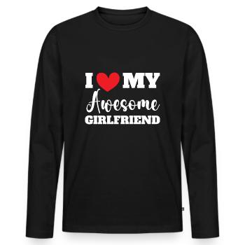 Paare Liebe Herz Freund Geschenkidee Beziehung - Männer Premium Bio Langarmshirt - Schwarz - Vorne - Nico (187cm)