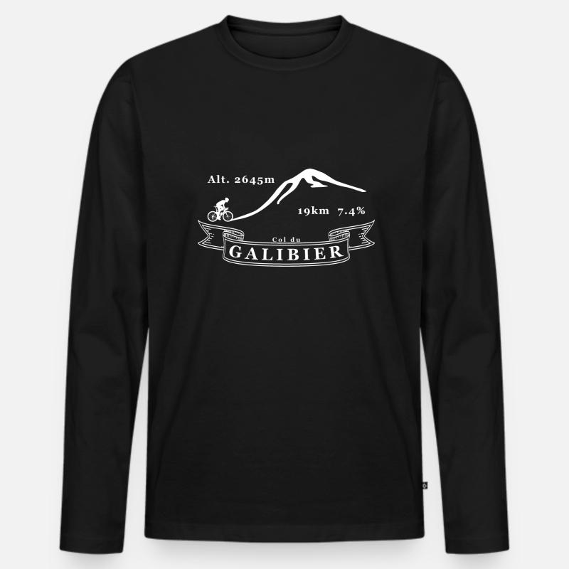 Col du Galibier - Männer Premium Bio Langarmshirt - Schwarz