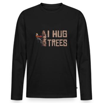 Motorsäge I Hug Trees Holzfäller Kettensäge - Männer Premium Bio Langarmshirt - Schwarz - Vorne - Nico (187cm)
