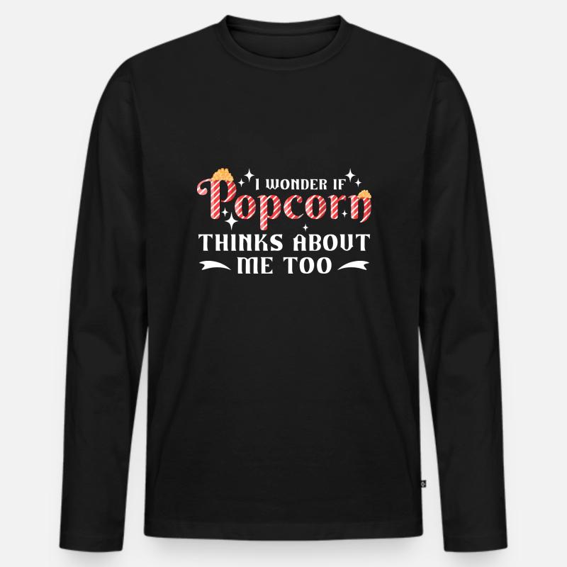 Popcorn - Männer Premium Bio Langarmshirt - Schwarz