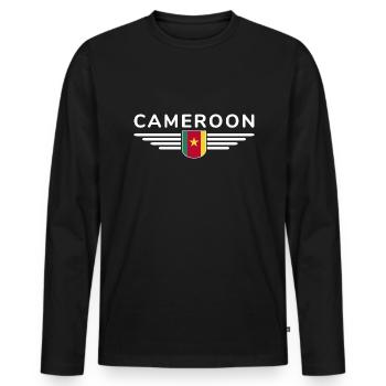 Cameroon Design – Fierté et diversité - T-shirt manches longues Premium bio Homme - noir - Devant - Nico (187cm)