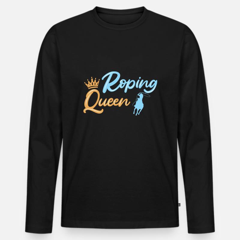 Team Roping - Männer Premium Bio Langarmshirt - Schwarz