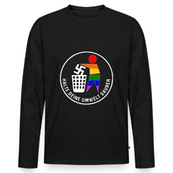 Gegen rechts - halte deine umwelt sauber - Männer Premium Bio Langarmshirt - Schwarz - Vorne - Nico (187cm)