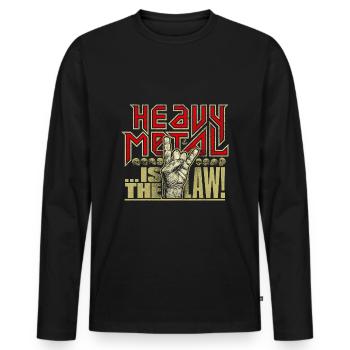 HEAVY METAL IS THE LAW 02 Illustration + Lettering - T-shirt manches longues Premium bio Homme - noir - Devant - Nico (187cm)