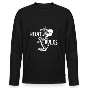 MY BOAT MY RULES CAPTAIN - Men's Premium Organic Long Sleeve Shirt - black - Front - Nico (187cm)