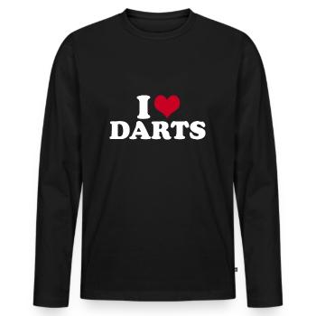 I Love Darts Dart Darten - Männer Premium Bio Langarmshirt - Schwarz - Vorne - Nico (187cm)
