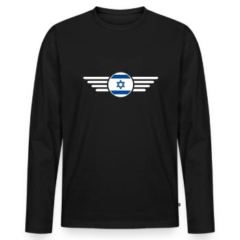 I Love Israel Elegance Style Design T-Shirt - Men's Premium Organic Long Sleeve Shirt - black - Front - Nico (187cm)