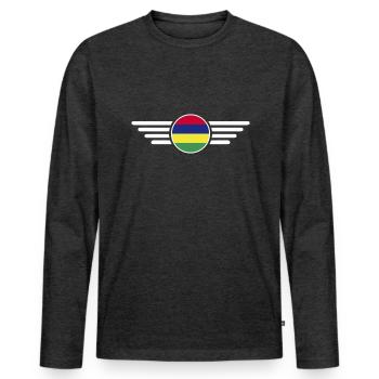 I Love Mauritius, Elegance Style Design T-Shirt - Men's Premium Organic Long Sleeve Shirt - heather anthracite - Front - Nico (187cm)