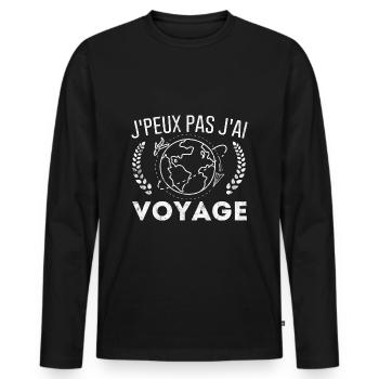 Je Peux Pas J'Ai Voyage Vacances Cadeau Voyager - T-shirt manches longues Premium bio Homme - noir - Devant - Nico (187cm)