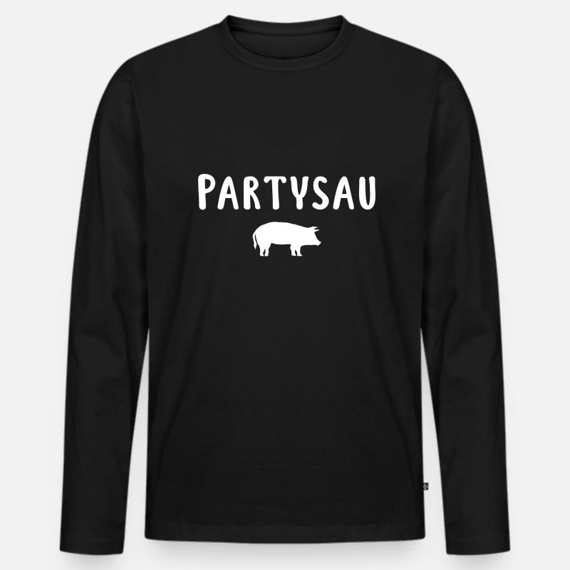 Partysau - Männer Premium Bio Langarmshirt - Schwarz