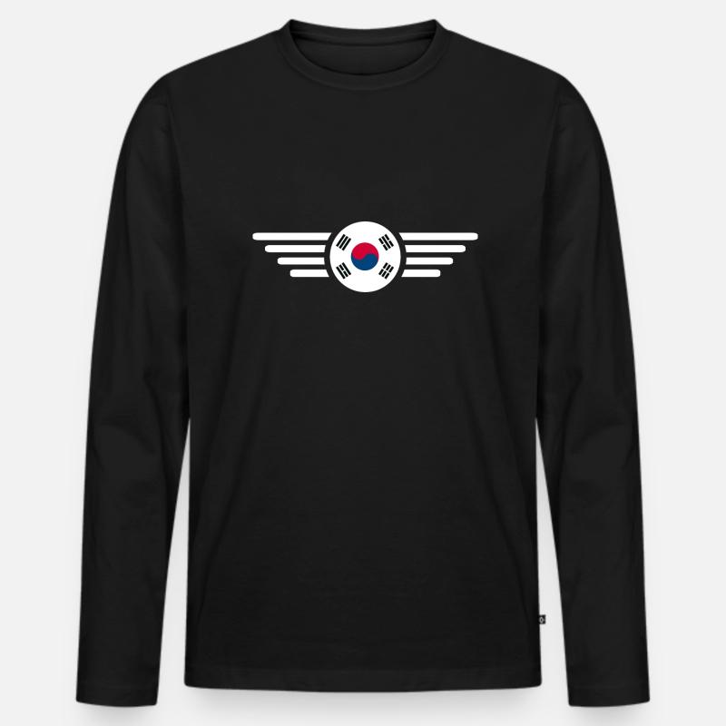 Süd Korea - Männer Premium Bio Langarmshirt - Schwarz