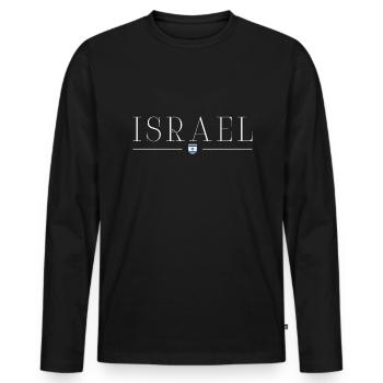 I Love Israel Elegance Design T-Shirt Outfit - Men's Premium Organic Long Sleeve Shirt - black - Front - Nico (187cm)