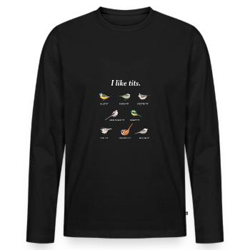 J'aime les seins. | Cadeau drôle pour les fans d'observation des oiseaux - T-shirt manches longues Premium bio Homme - noir - Devant - Nico (187cm)