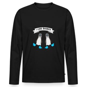 Ich liebe ein Paar Tölpel blaufüßige Sprengvögel - Männer Premium Bio Langarmshirt - Schwarz - Vorne - Nico (187cm)