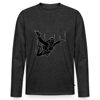parachutiste - T-shirt manches longues Premium bio Homme - anthracite chiné - Devant - Nico (187cm)