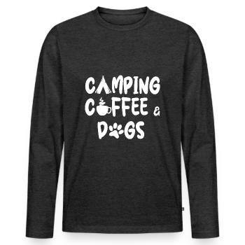 Camping Coffee Dogs Leisure Time Out Camping Holidays - Men's Premium Organic Long Sleeve Shirt - heather anthracite - Front - Nico (187cm)
