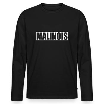 Motif de chien malinois - T-shirt manches longues Premium bio Homme - noir - Devant - Nico (187cm)