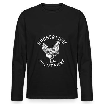 Chicken Love Rusts Not Rural Motif - Men's Premium Organic Long Sleeve Shirt - black - Front - Nico (187cm)