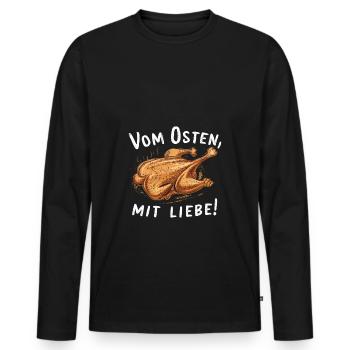 From the East with love broiler chicken - Men's Premium Organic Long Sleeve Shirt - black - Front - Nico (187cm)