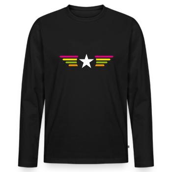 Ich bin ein Stern mit Flügel - Männer Premium Bio Langarmshirt - Schwarz - Vorne - Nico (187cm)