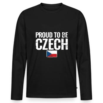 Fier d’être tchèque République tchèque Drapeau tchèque - T-shirt manches longues Premium bio Homme - noir - Devant - Nico (187cm)
