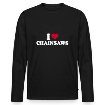 I Love Chainsaws - Männer Premium Bio Langarmshirt - Schwarz - Vorne - Nico (187cm)