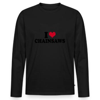 J’adore les tronçonneuses Tronçonneuse - T-shirt manches longues Premium bio Homme - noir - Devant - Nico (187cm)