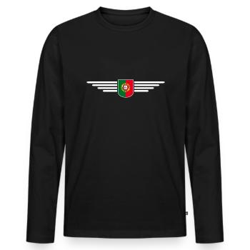I Love Portugal, conception de tenue de t-shirt - T-shirt manches longues Premium bio Homme - noir - Devant - Nico (187cm)