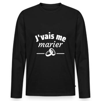 Je vais me marier,cadeau EVJF,EVG,mariage - T-shirt manches longues Premium bio Homme - noir - Devant - Nico (187cm)