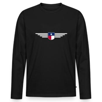 Texas Fan T-Shirt – Lone Star Style - Men's Premium Organic Long Sleeve Shirt - black - Front - Nico (187cm)