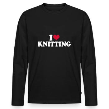I Love Knitting - Men's Premium Organic Long Sleeve Shirt - black - Front - Nico (187cm)