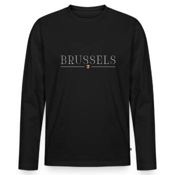 Brussels: elegance, chocolate, character - Men's Premium Organic Long Sleeve Shirt - black - Front - Nico (187cm)