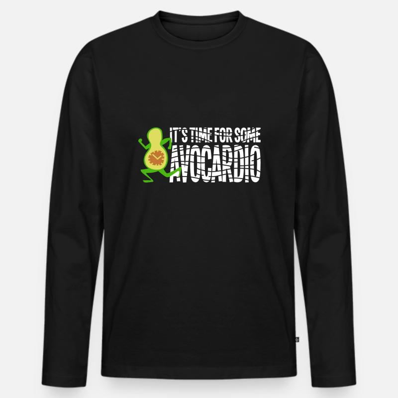 Avocado - Männer Premium Bio Langarmshirt - Schwarz
