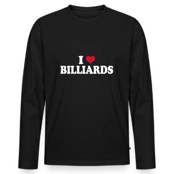 I Love Billiards - Men's Premium Organic Long Sleeve Shirt - black - Front - Nico (187cm)