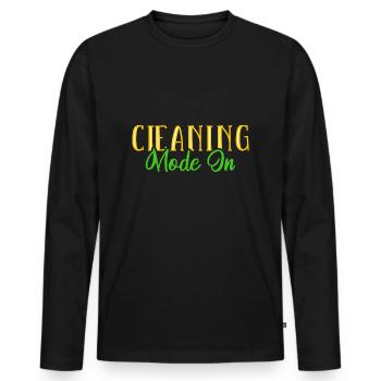 Femme de ménage Ménage - T-shirt manches longues Premium bio Homme - noir - Devant - Nico (187cm)