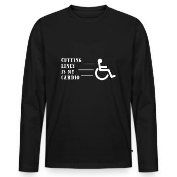 Accès en fauteuil roulant - T-shirt manches longues Premium bio Homme - noir - Devant - Nico (187cm)