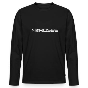 Nordsee mit Anker [white] - Männer Premium Bio Langarmshirt - Schwarz - Vorne - Nico (187cm)