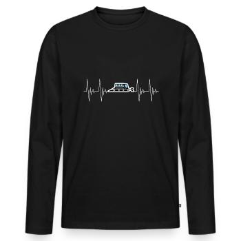 Transport de battements de cœur remplis de dameuse - T-shirt manches longues Premium bio Homme - noir - Devant - Nico (187cm)