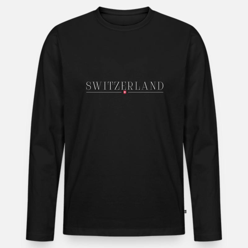 Schweiz Panorama T-Shirt - Männer Premium Bio Langarmshirt - Schwarz