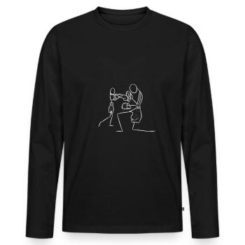 Stick Figure Kids Boxes Like Size - Men's Premium Organic Long Sleeve Shirt - black - Front - Nico (187cm)