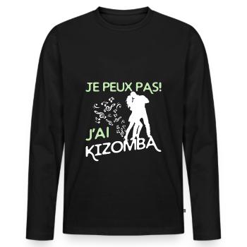Danse Kizomba - T-shirt manches longues Premium bio Homme - noir - Devant - Nico (187cm)