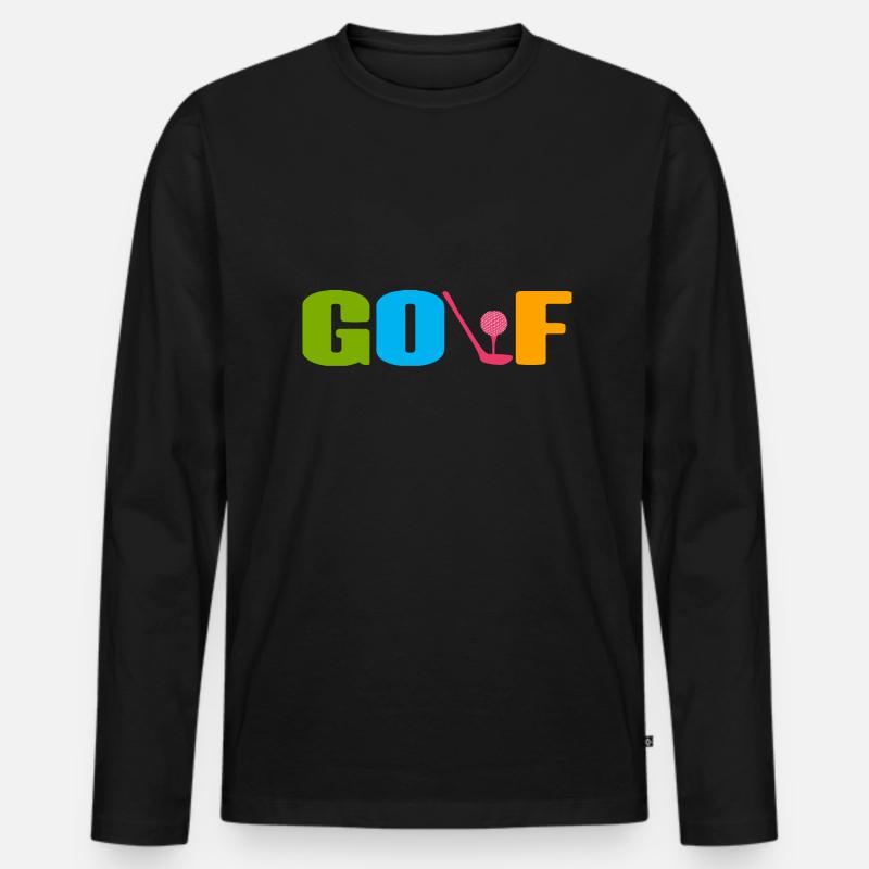 Golf Golfer - Männer Premium Bio Langarmshirt - Schwarz