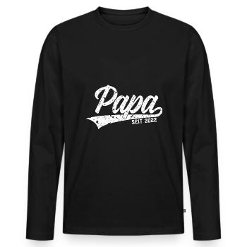 PAPA SEIT 2022 VATERTAG - Männer Premium Bio Langarmshirt - Schwarz - Vorne - Nico (187cm)