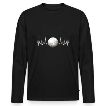 Golf Ball Heartbeat Golf - Men's Premium Organic Long Sleeve Shirt - black - Front - Nico (187cm)