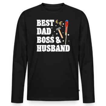 Best dad, and husband - Men's Premium Organic Long Sleeve Shirt - black - Front - Nico (187cm)
